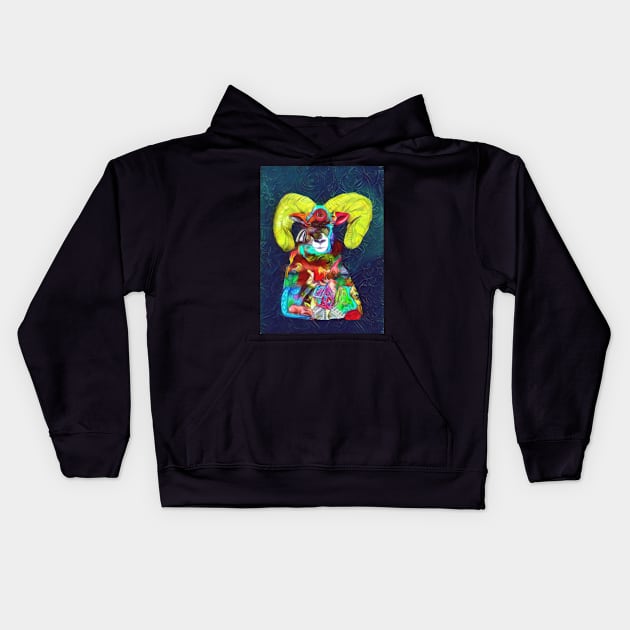 Mountain Ram 7 Kids Hoodie by Mr. Leon Artwork